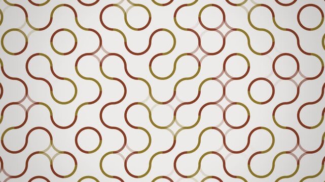 Even red interlocking curve tile pattern shifting in waves on a light ground, Seamless 4K loop