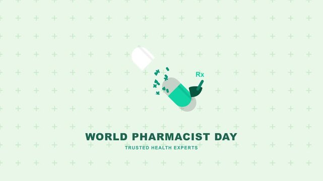 Pharmacist Day Illustration with Medicine Capsule and Mortar Pestle