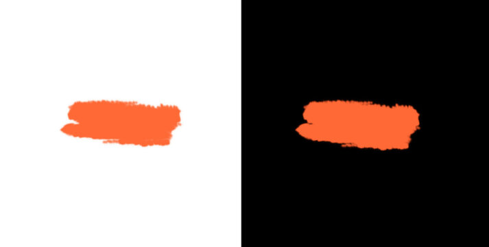 Bright orange horizontal paint stroke isolated on transparent background for creative graphic design projects.