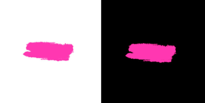 Pink paint stroke brush mark isolated on transparent background for design and creative projects.
