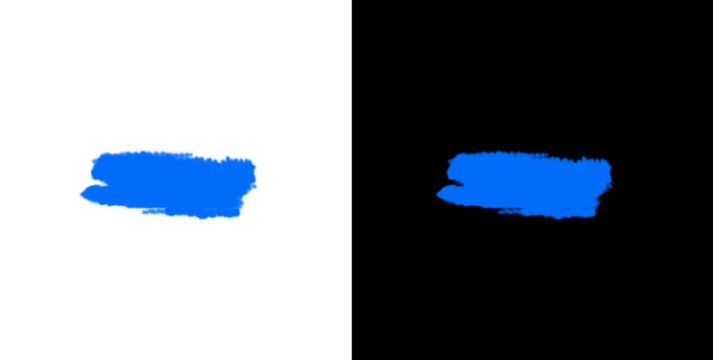 Blue paint stroke brush mark isolated on transparent background for artistic design and creative uses.