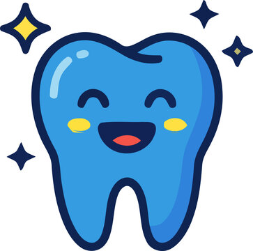 Cute happy smiling tooth character graphic element png isolated icon