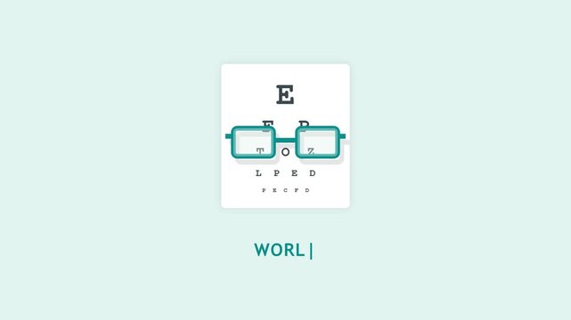 Eyesight Test Chart with Green Glasses Flat Design Animation