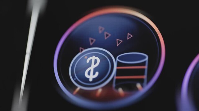 Currency token and database illustrate financial data storage