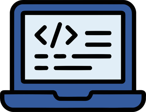 Laptop screen with code script graphic element png isolated icon