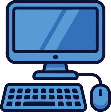 Desktop computer setup mouse keyboard graphic element png isolated icon