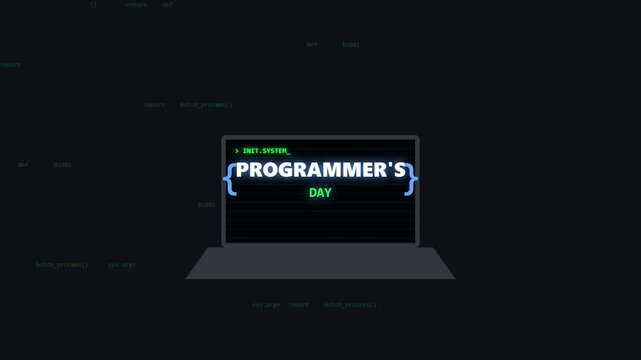 Programmer Day Digital Concept with Terminal Code and Brackets