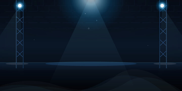 Empty stage with spotlights on transparent background