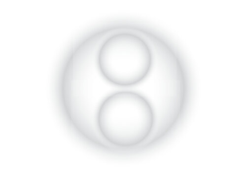 Abstract white glowing circular light shape with two inner oval rings and a soft luminous effect. Clean modern design suitable for technology, digital interfaces, futuristic concepts