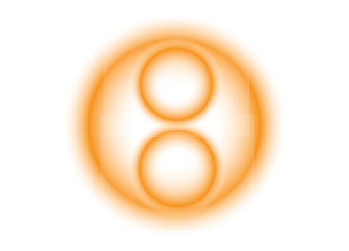 Abstract Orange glowing circular light shape with two inner oval rings and a soft luminous effect. Clean modern design suitable for technology, digital interfaces, futuristic concepts