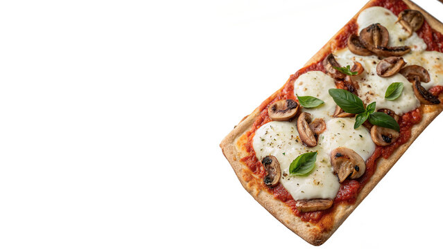 Gourmet homemade flatbread pizza slice isolated on transparent background delicious Italian restaurant culinary food
