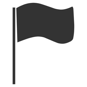 Black flag waving in the wind icon on a pole