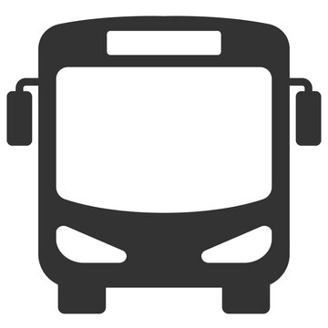 Black and white bus icon in simple flat design style