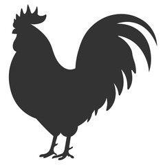 Black rooster silhouette isolated on clean background vector © Sufia