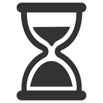 Black and white hourglass icon for time and countdown