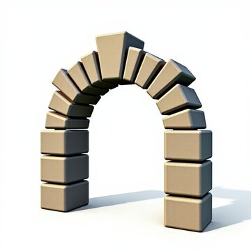 Segmental arch voussoir wedgeshaped stone with visible keying structure isolated on white background