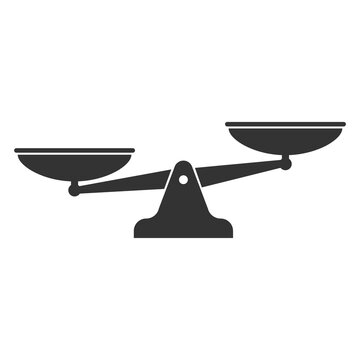 Black balance scale icon with two empty pans on a stand
