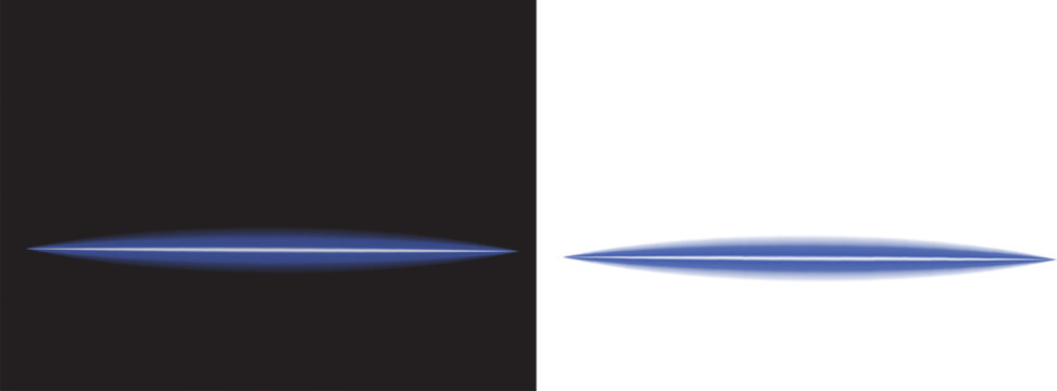 Blue Horizontal Glow Light Streak Isolated on Transparent Background