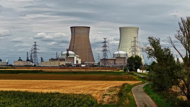 Industrial complex of the Doel Nuclear Power Station operating near Antwerp Port in Belgium