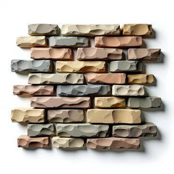 Traditional stone cladding panel sample displaying interlocked stone veneer layers on white background