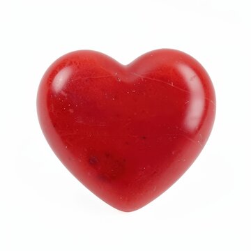 Heartshaped red jasper stone with smooth surface symbolizing endurance and nurturing on white background