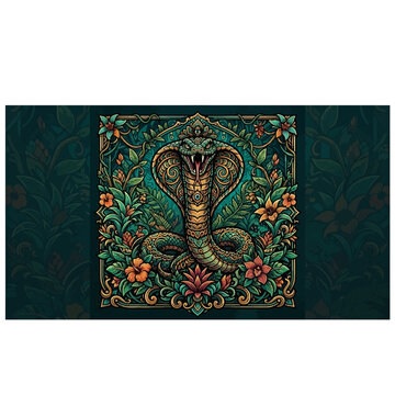 Intricate decorative metal art with snake and floral design