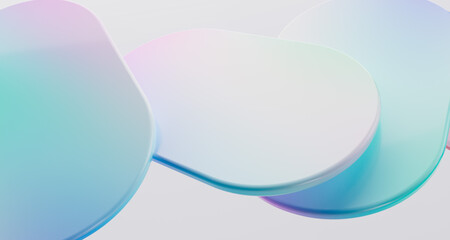 Obraz na płótnie Canvas Soft overlapping pastel soft colors rounded plates 3d rendering geometric abstract minimal medical or tech background.