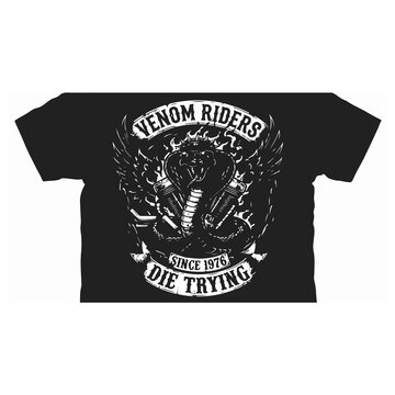 Black venom riders motorcycle club vintage t-shirt graphic design