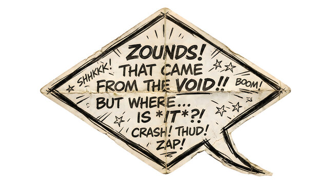Comic book speech bubble with hand drawn text and sound effects on isolated background