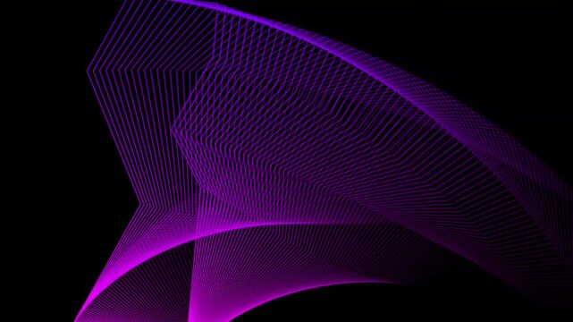 Neon Purple Abstract Geometric Wireframe Lines Morphing on Black Background