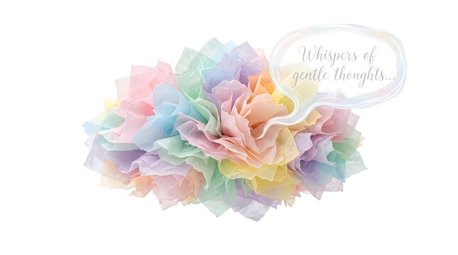 Pastel Paper Flower with Speech Bubble Isolated on White Background