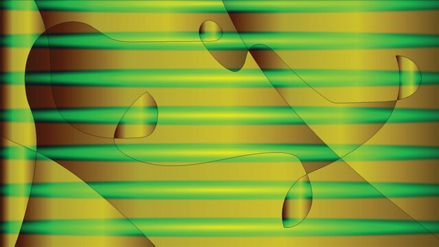 Abstract futuristic background with green glowing lines, metallic gold fluid shapes and geometric patterns, modern digital art vector with neon light effects for tech banners