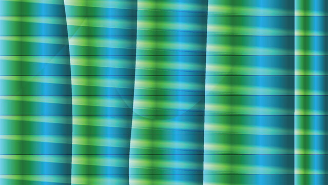Abstract blue and green striped background vector, modern geometric pattern with horizontal lines and vertical folds, vibrant gradient texture for digital wallpaper and web design