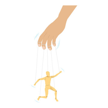 3D Isometric Flat  Illustration of Hands With Puppet Strings. Item 1