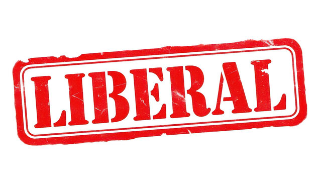 Liberal red ink stamp isolated on transparent background for political theme