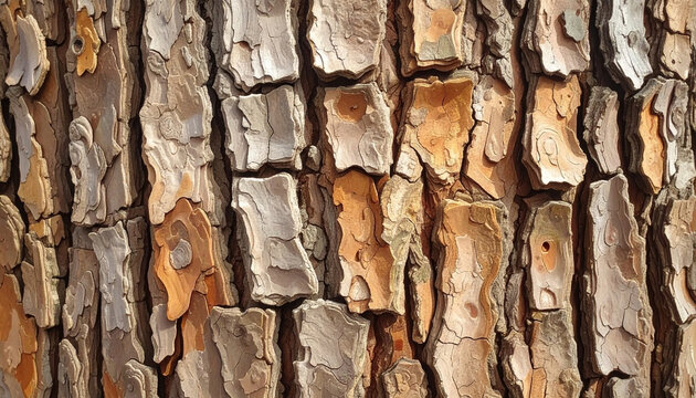 Detailed texture of rough pine tree bark close-up background