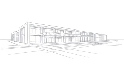 Architectural Sketch of a Modern Commercial Building Facade. © Aloy