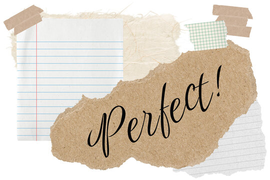 Perfect! png word sticker typography, aesthetic paper collage, transparent background