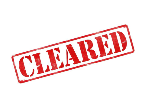 Red rubber stamp with cleared word isolated on transparent background cutout