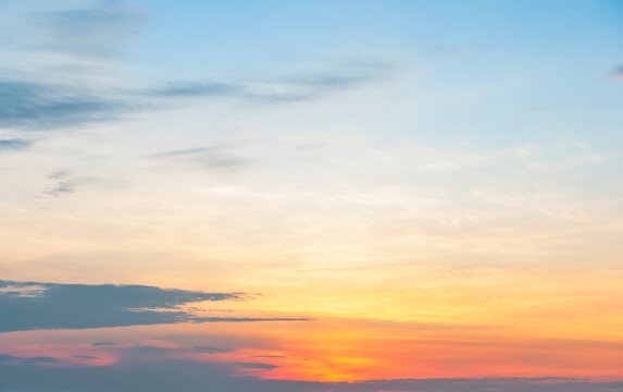 Sunset sky background. Colorful sunset sky with dramatic clouds