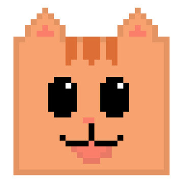 Orange cat head kitten pet animal pixel art mascot