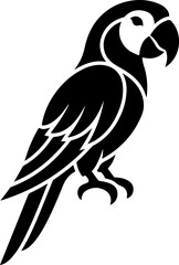 Obraz premium Premium Parrot Bird Icon – Detailed Solid Black and White Vector Symbol