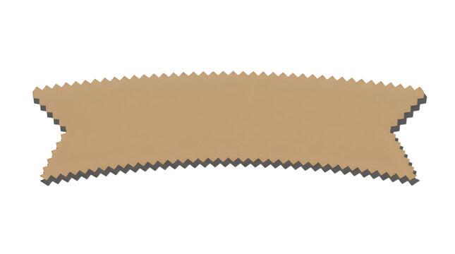 Blank brown paper banner with serrated edges isolated on white background