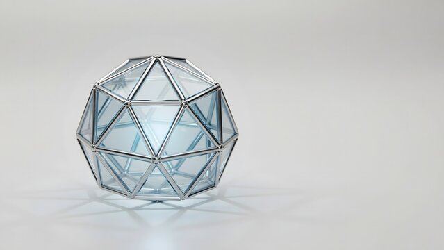 Miniature geodesic dome isolated on neutral background &ndash; Suitable for business resilience concepts, infrastructure protection, or eco tech product.