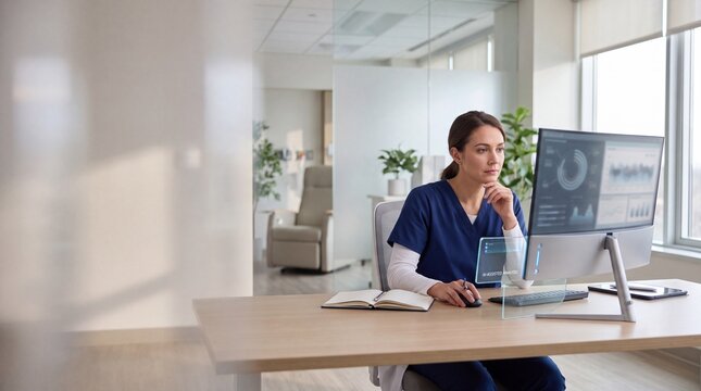 Healthcare Professional Using AI Medical Decision Support System