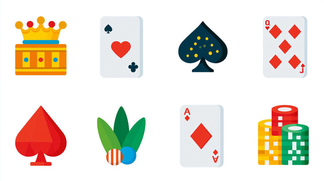 Colorful playing cards and casino elements in a vibrant design.