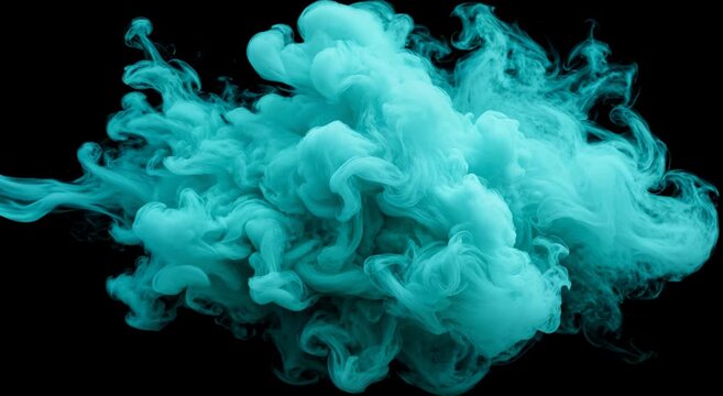blue ink swirling in water with black background abstract liquid pattern