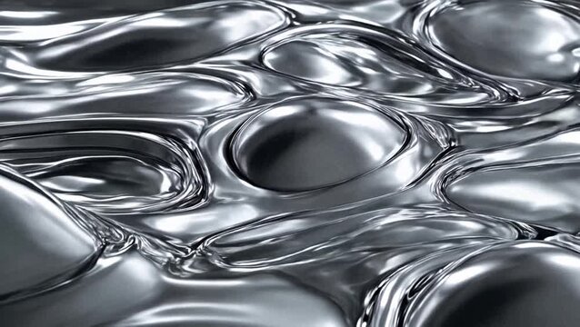 liquid metal surface with smooth reflective silver texture close up