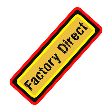 Yellow Factory Direct rectangular badge with red border