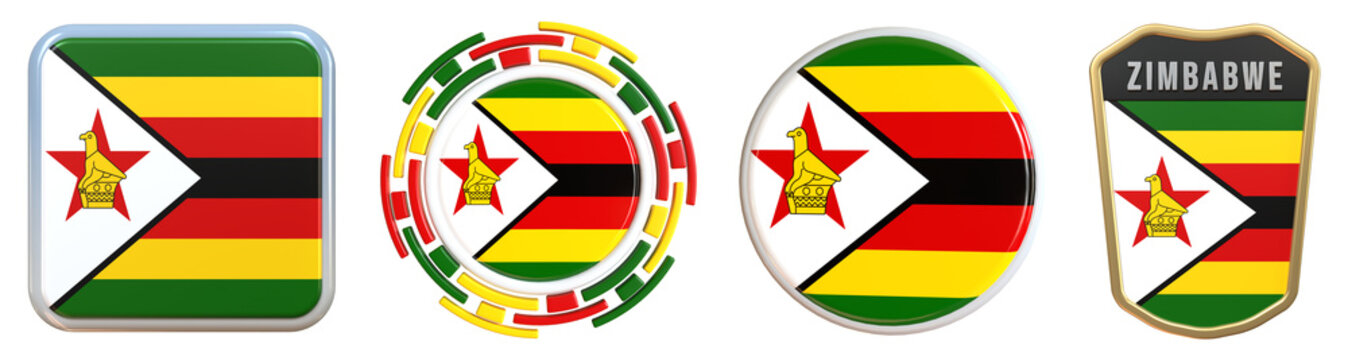 Zimbabwe Flag Emblem 3d Design Set Pack nice for independence day decoration